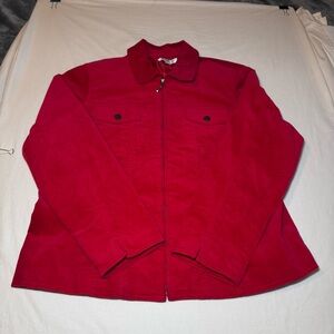 Coldwater Creek Jacket Red Crushed Velvet  Size XL Lined Great For Xmas Holiday